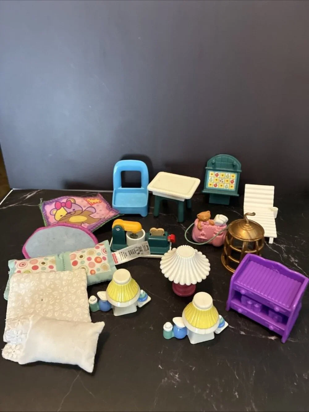 Dollhouse Furniture Accessories Lot Miniature Chairs Table Lamps Toys Nursery